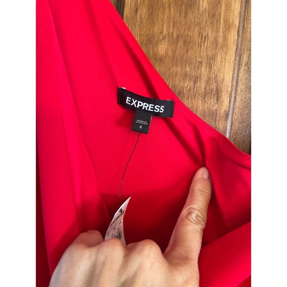 EXPRESS one shoulder side, zip red cocktail dress size 8 - Picture 3 of 6